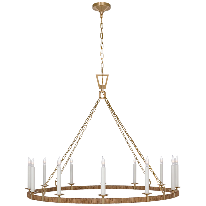 Darla XL Wrapped Ring Chandelier-Visual Comfort-VISUAL-CHC 5874AB/NRT-ChandeliersAntique-Burnished Brass and Natural Rattan-1-France and Son