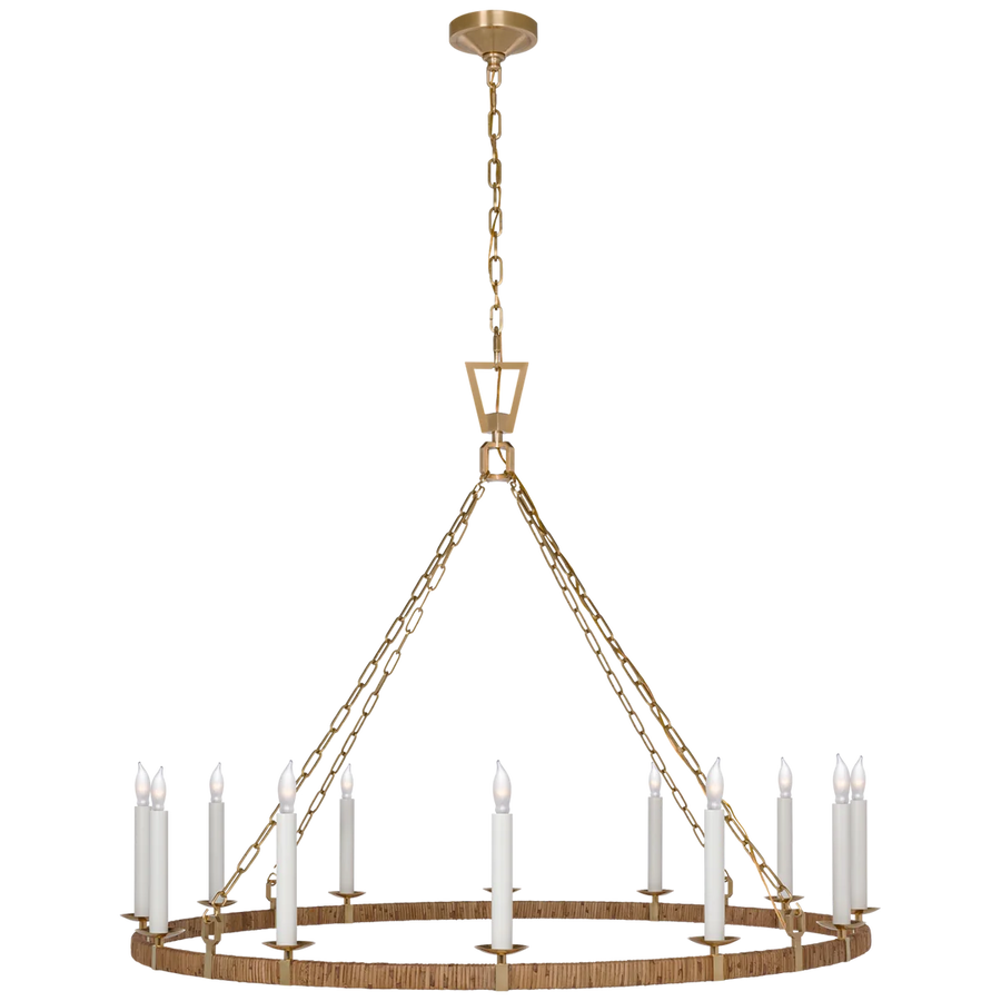 Darla XL Wrapped Ring Chandelier-Visual Comfort-VISUAL-CHC 5874AB/NRT-ChandeliersAntique-Burnished Brass and Natural Rattan-1-France and Son