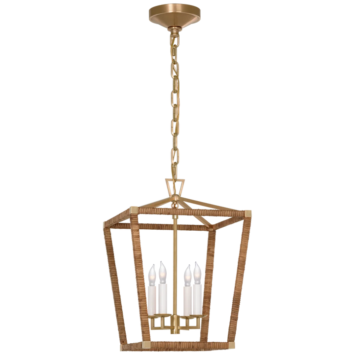 Darling Wrapped Lantern-Visual Comfort-VISUAL-CHC 5876AB/NRT-PendantsAntique-Burnished Brass and Natural Rattan-Small-5-France and Son