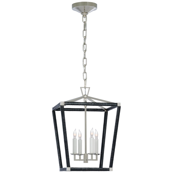 Darling Wrapped Lantern-Visual Comfort-VISUAL-CHC 5876PN/BRT-PendantsPolished Nickel and Black Rattan-Small-6-France and Son