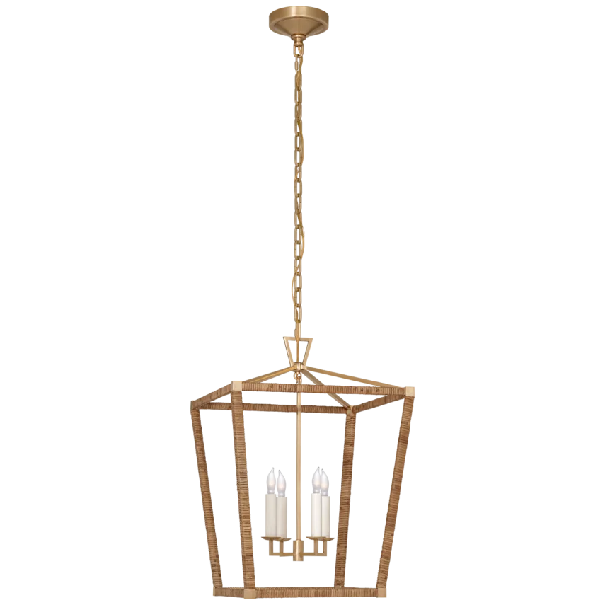 Darling Wrapped Lantern-Visual Comfort-VISUAL-CHC 5877AB/NRT-PendantsAntique-Burnished Brass and Natural Rattan-Medium-3-France and Son