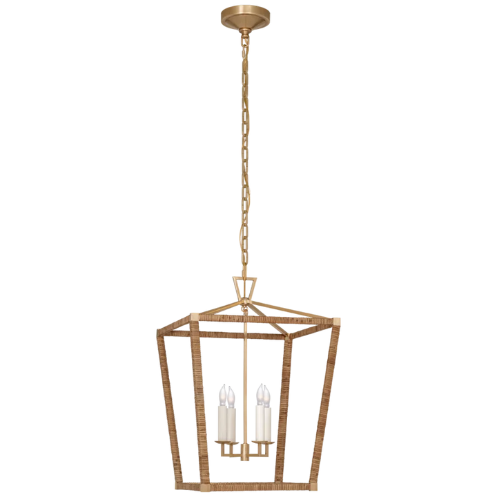 Darling Wrapped Lantern-Visual Comfort-VISUAL-CHC 5877AB/NRT-PendantsAntique-Burnished Brass and Natural Rattan-Medium-3-France and Son