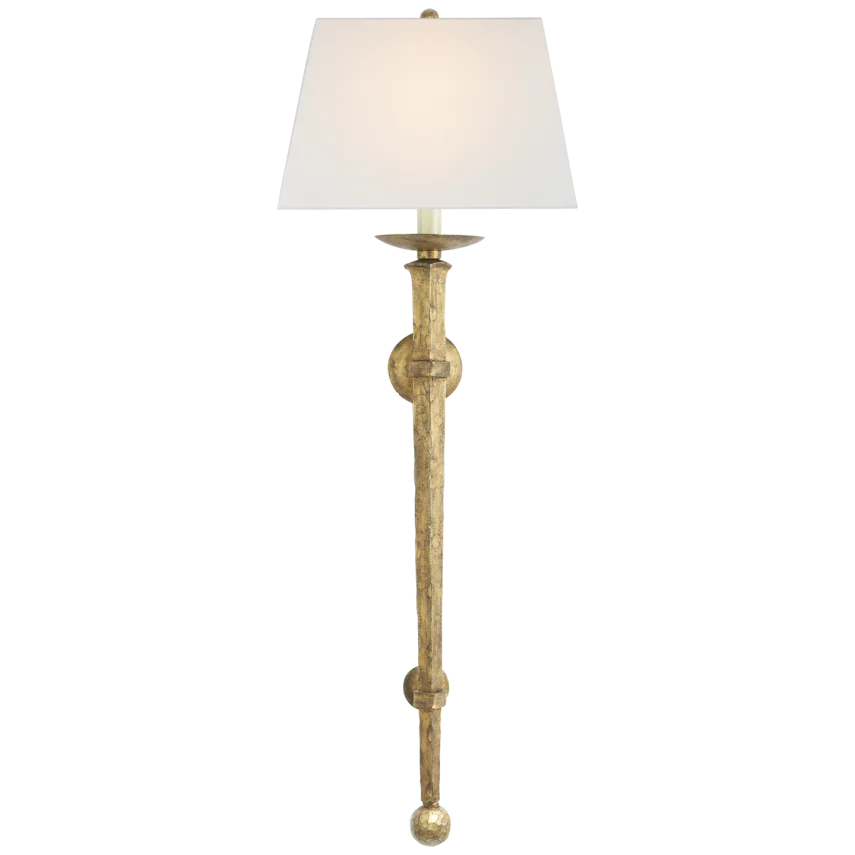 Lolly Iron Torch-Visual Comfort-VISUAL-CHD 1407GI-L-Wall LightingGilded Iron-Linen Shade-3-France and Son