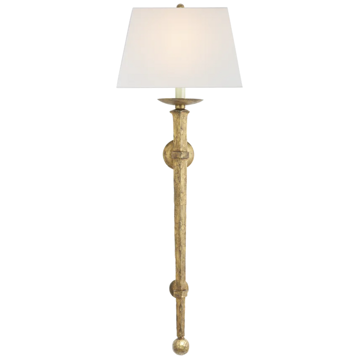 Lolly Iron Torch-Visual Comfort-VISUAL-CHD 1407GI-L-Wall LightingGilded Iron-Linen Shade-3-France and Son