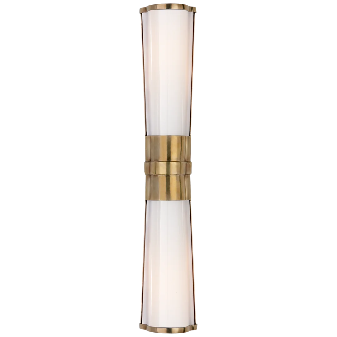 Carrie Linear Sconce-Visual Comfort-VISUAL-CHD 1563AB-WG-Wall LightingAntique-Burnished Brass-White Glass-1-France and Son