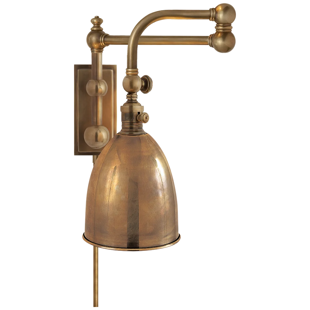 Pinlico Double Swing Arm-Visual Comfort-VISUAL-CHD 2150AB-AB-Wall LightingAntique-Burnished Brass with Antique-Burnished Brass Shade-1-France and Son