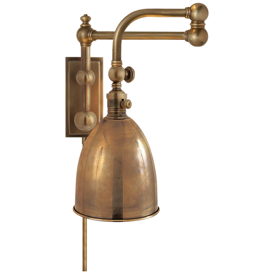 Pinlico Double Swing Arm-Visual Comfort-VISUAL-CHD 2150AB-AB-Wall LightingAntique-Burnished Brass with Antique-Burnished Brass Shade-1-France and Son