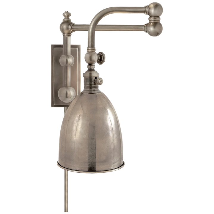 Pinlico Double Swing Arm-Visual Comfort-VISUAL-CHD 2150AN-AN-Wall LightingAntique Nickel with Antique Nickel Shade-2-France and Son