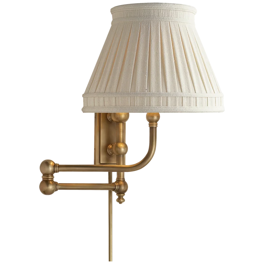 Pinlico Swing Arm-Visual Comfort-VISUAL-CHD 2154AB-LCC-Wall LightingAntique-Burnished Brass-Linen Collar Shade-2-France and Son