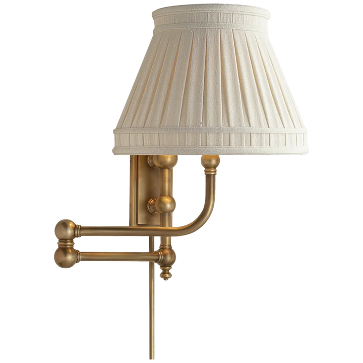 Pinlico Swing Arm-Visual Comfort-VISUAL-CHD 2154AB-LCC-Wall LightingAntique-Burnished Brass-Linen Collar Shade-2-France and Son