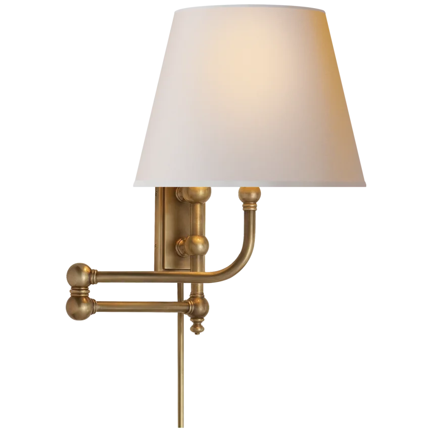 Pinlico Swing Arm-Visual Comfort-VISUAL-CHD 2154AB-NP-Wall LightingAntique-Burnished Brass-Natural Paper Shade-3-France and Son