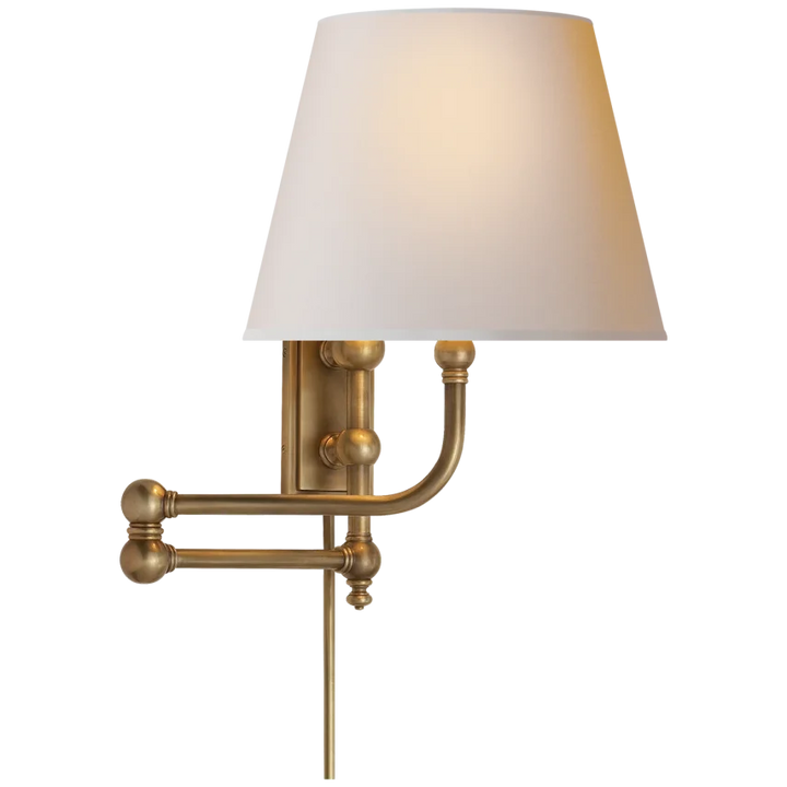 Pinlico Swing Arm-Visual Comfort-VISUAL-CHD 2154AB-NP-Wall LightingAntique-Burnished Brass-Natural Paper Shade-3-France and Son