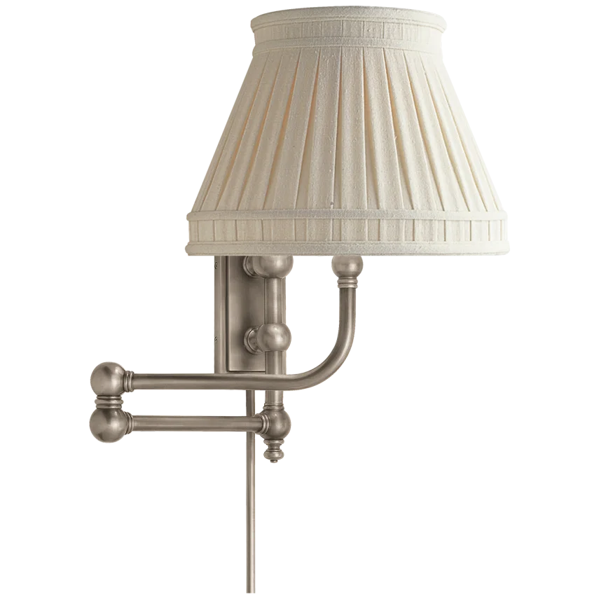 Pinlico Swing Arm-Visual Comfort-VISUAL-CHD 2154AN-LCC-Wall LightingAntique Nickel-Linen Collar Shade-5-France and Son