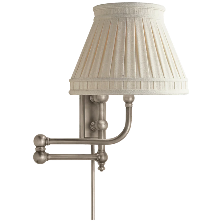 Pinlico Swing Arm-Visual Comfort-VISUAL-CHD 2154AN-LCC-Wall LightingAntique Nickel-Linen Collar Shade-5-France and Son