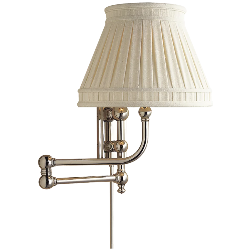 Pinlico Swing Arm-Visual Comfort-VISUAL-CHD 2154PN-LCC-Wall LightingPolished Nickel-Linen Collar Shade-8-France and Son