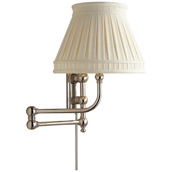 Pinlico Swing Arm-Visual Comfort-VISUAL-CHD 2154PN-LCC-Wall LightingPolished Nickel-Linen Collar Shade-8-France and Son