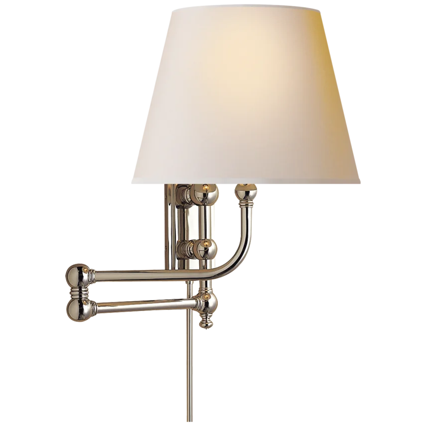 Pinlico Swing Arm-Visual Comfort-VISUAL-CHD 2154PN-NP-Wall LightingPolished Nickel-Natural Paper Shade-9-France and Son