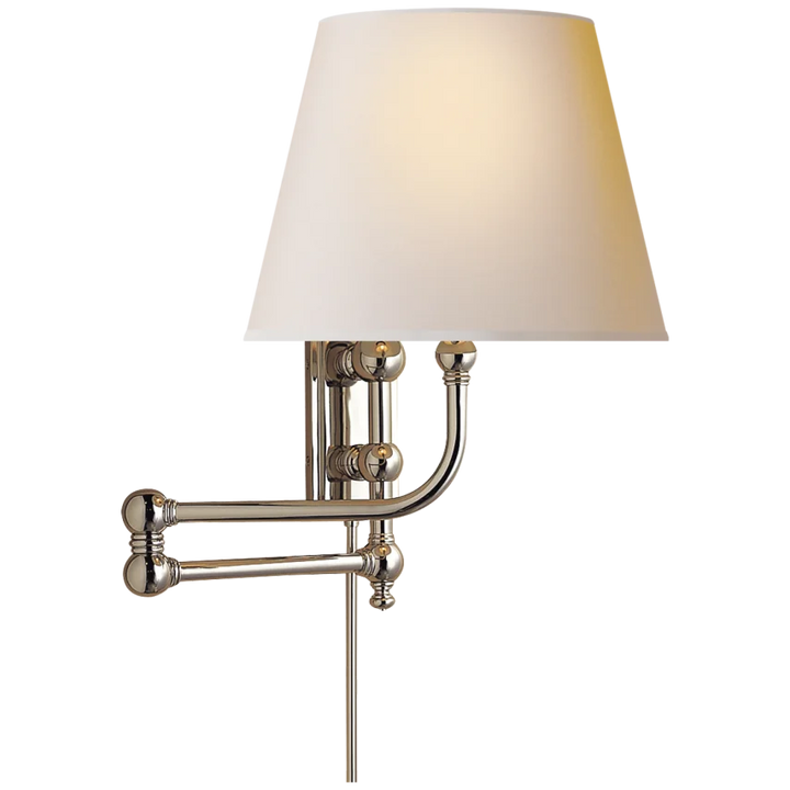 Pinlico Swing Arm-Visual Comfort-VISUAL-CHD 2154PN-NP-Wall LightingPolished Nickel-Natural Paper Shade-9-France and Son