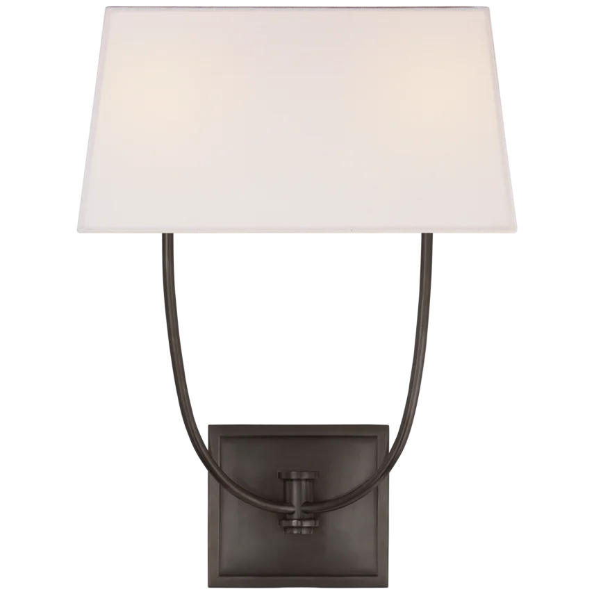 Venty Double Sconce-Visual Comfort-VISUAL-CHD 2621BZ-L-Wall LightingBronze-Linen Shade-2-France and Son