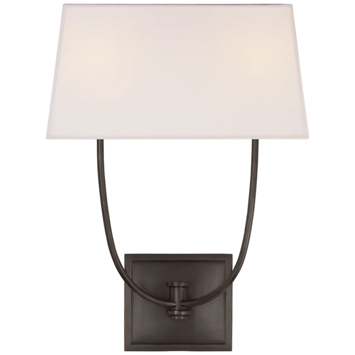 Venty Double Sconce-Visual Comfort-VISUAL-CHD 2621BZ-L-Wall LightingBronze-Linen Shade-2-France and Son