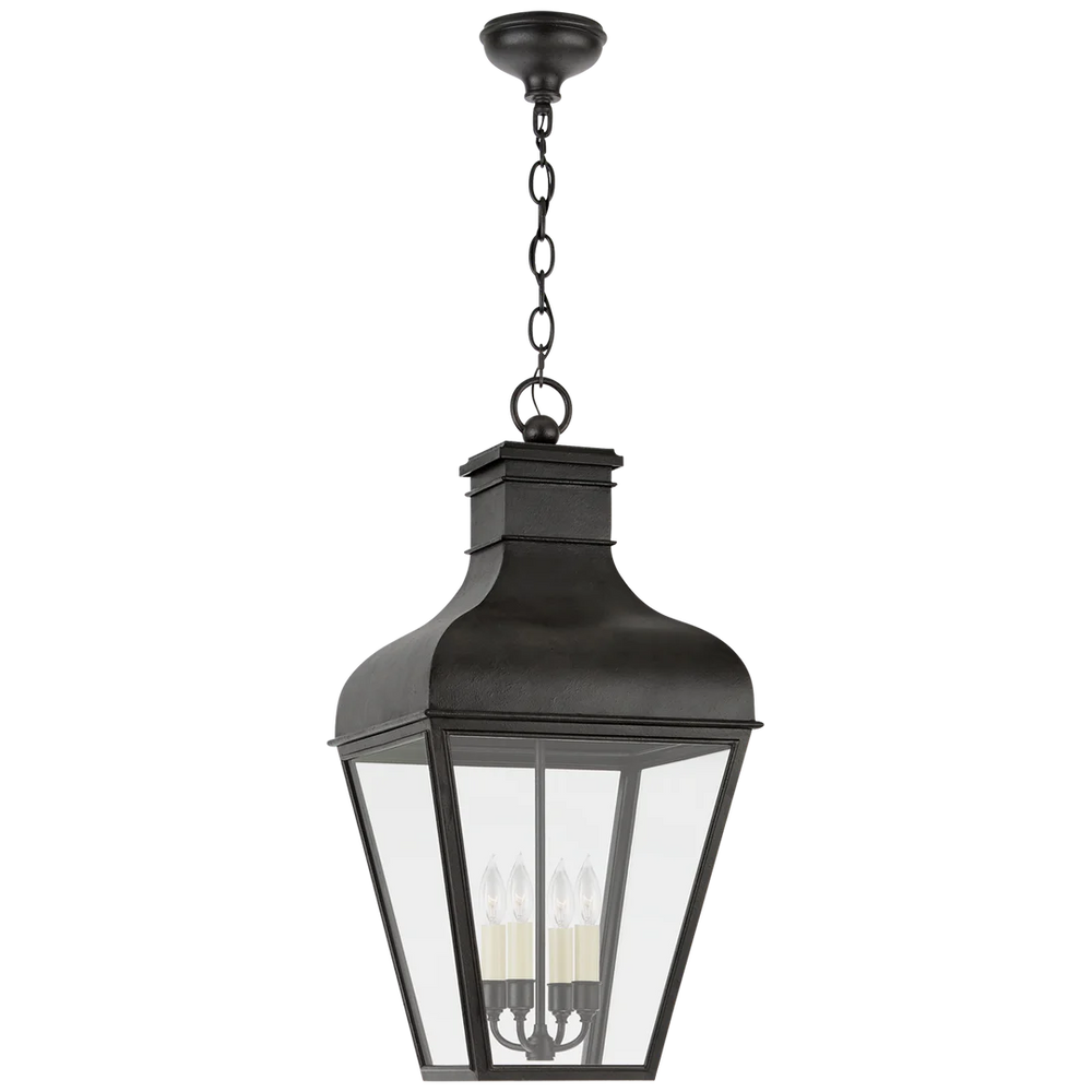Freemount Grande Hanging Lantern-Visual Comfort-VISUAL-CHO 5162FR-CG-PendantsFrench Rust-Large-Clear Glass-2-France and Son