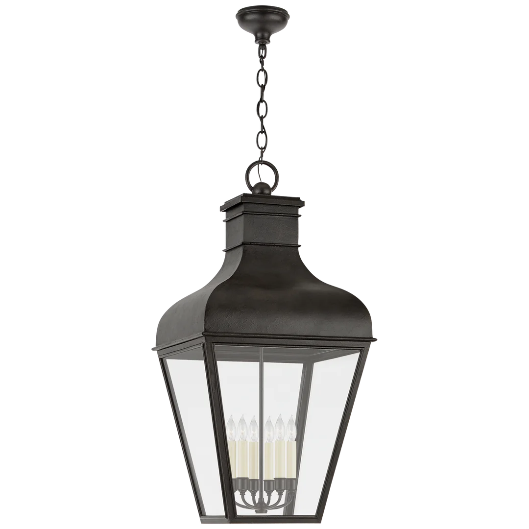 Freemount Grande Hanging Lantern-Visual Comfort-VISUAL-CHO 5163FR-CG-1-PendantsFrench Rust-Normal-Clear Glass-1-France and Son