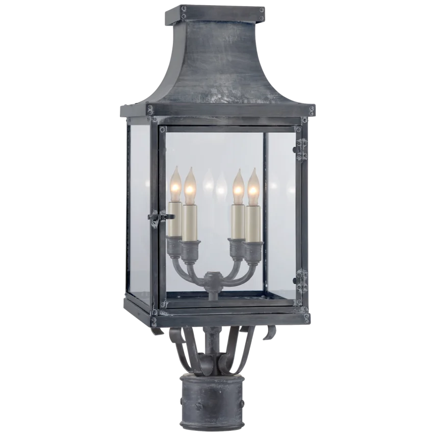 Betty Post Lantern-Visual Comfort-VISUAL-CHO 7820WZ-CG-Outdoor Post LanternsWeathered Zinc-Clear Glass-2-France and Son