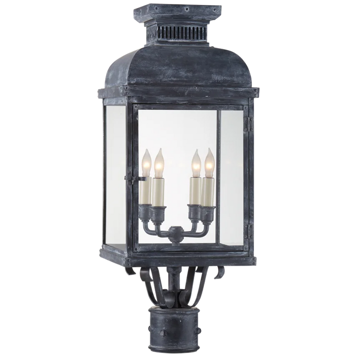 Suki Post Lantern-Visual Comfort-VISUAL-CHO 7821WZ-CG-Outdoor Post LanternsWeathered Zinc-Clear Glass-3-France and Son