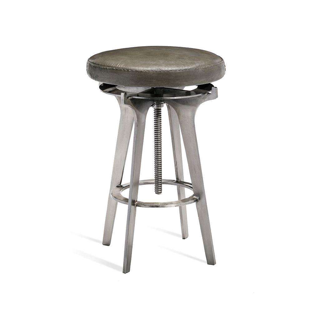 Colton Adjustable Stool-Interlude-INTER-175126-Bar StoolsAntique Silver-2-France and Son