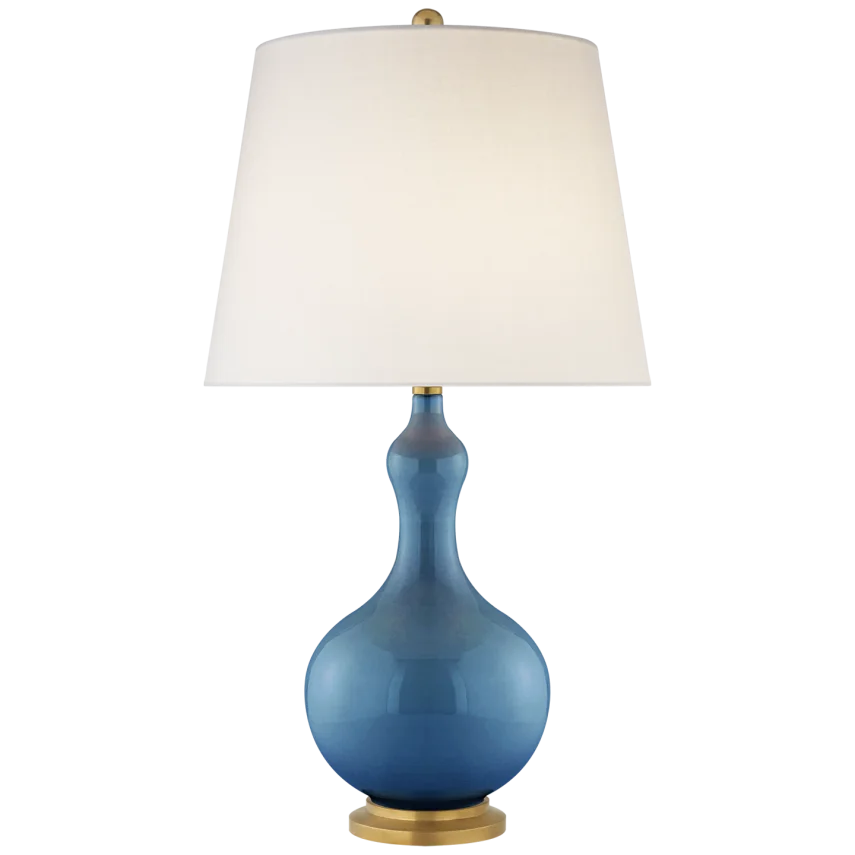 Andisan Medium Table Lamp-Visual Comfort-VISUAL-CS 3602AQC-L-Table LampsAqua Crackle-Linen Shade-1-France and Son
