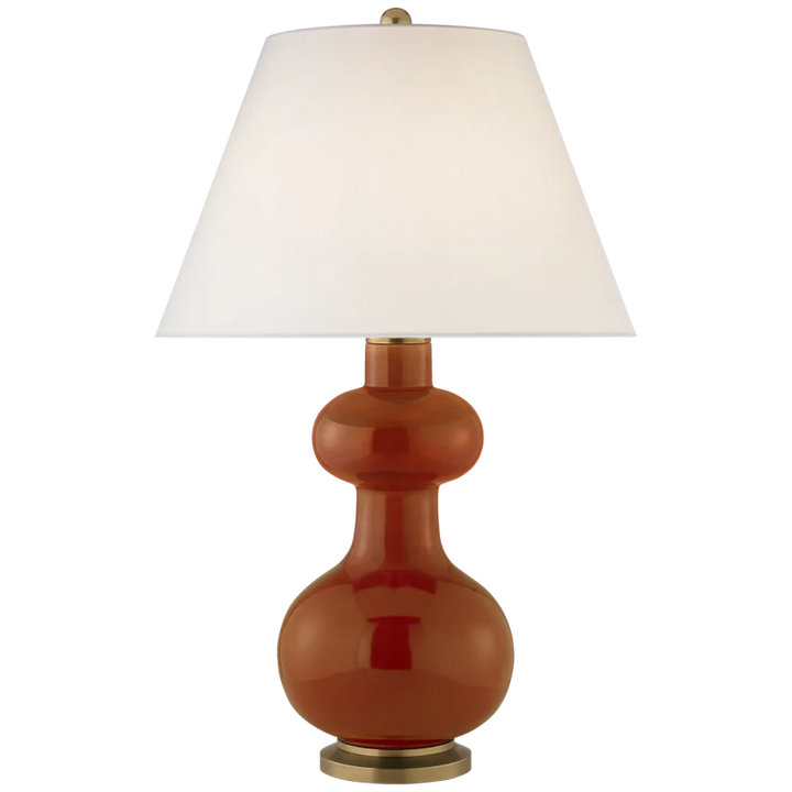 Chambell Table Lamp-Visual Comfort-VISUAL-CS 3606CIN-L-Table LampsMedium-Cinnabar-Linen Shade-13-France and Son