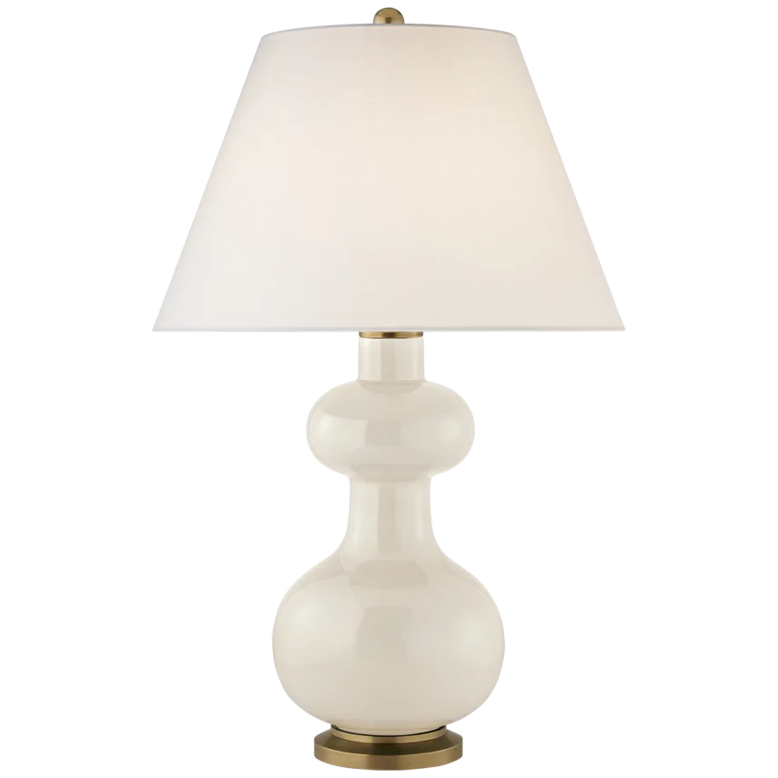 Chambell Table Lamp-Visual Comfort-VISUAL-CS 3606IVO-L-Table LampsMedium-Ivory-Linen Shade-14-France and Son