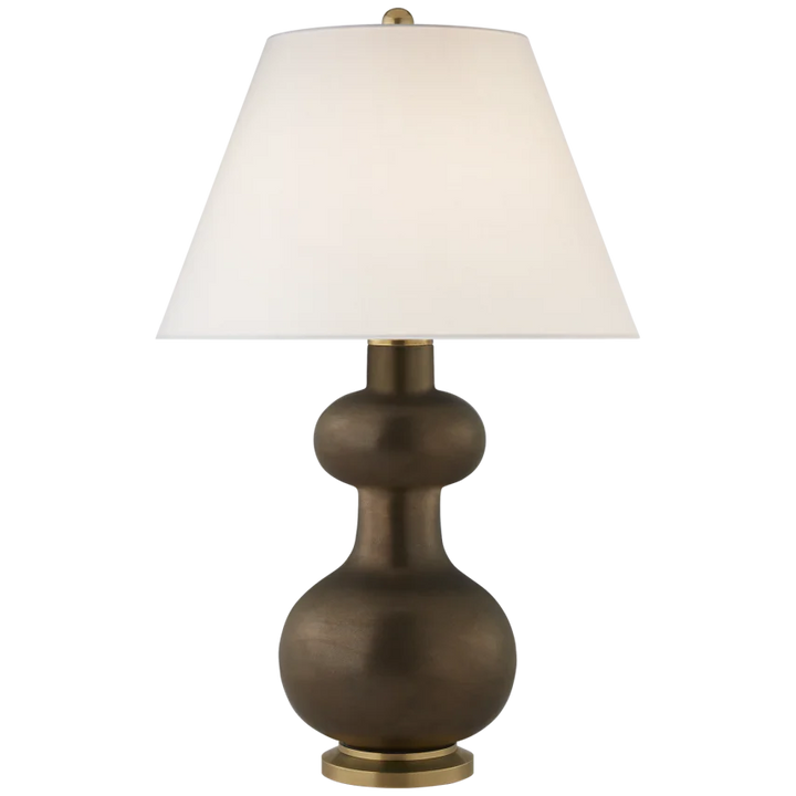 Chambell Table Lamp-Visual Comfort-VISUAL-CS 3606MBZ-L-Table LampsMedium-Matte Bronze-Linen Shade-15-France and Son