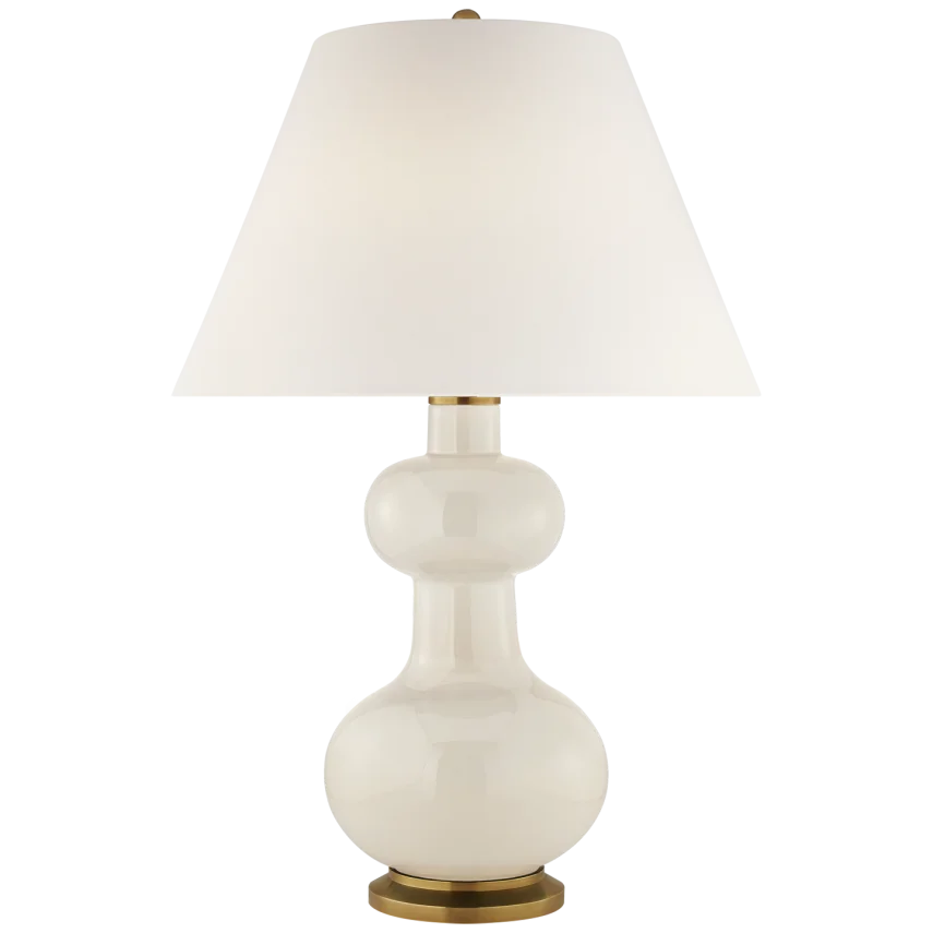 Chambell Table Lamp-Visual Comfort-VISUAL-CS 3607IVO-L-Table LampsLarge-Ivory-Linen Shade-10-France and Son