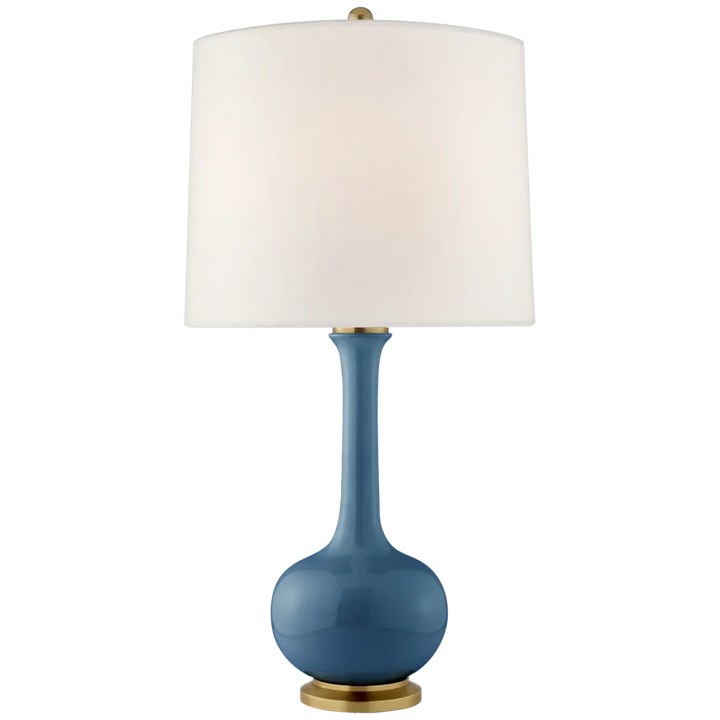 Cody Medium Table Lamp-Visual Comfort-VISUAL-CS 3611AQC-L-Table LampsAqua Crackle-Linen Shade-1-France and Son