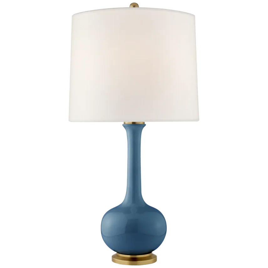 Cody Medium Table Lamp-Visual Comfort-VISUAL-CS 3611AQC-L-Table LampsAqua Crackle-Linen Shade-1-France and Son