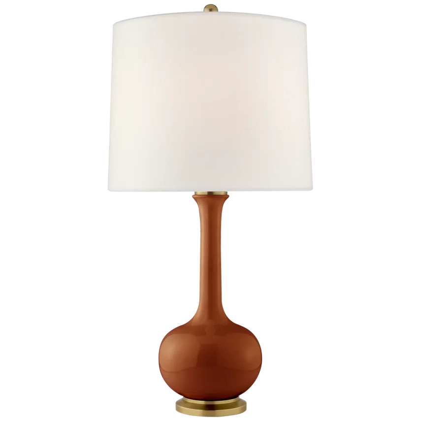 Cody Medium Table Lamp-Visual Comfort-VISUAL-CS 3611CIN-L-Table LampsCinnabar-Linen Shade-2-France and Son
