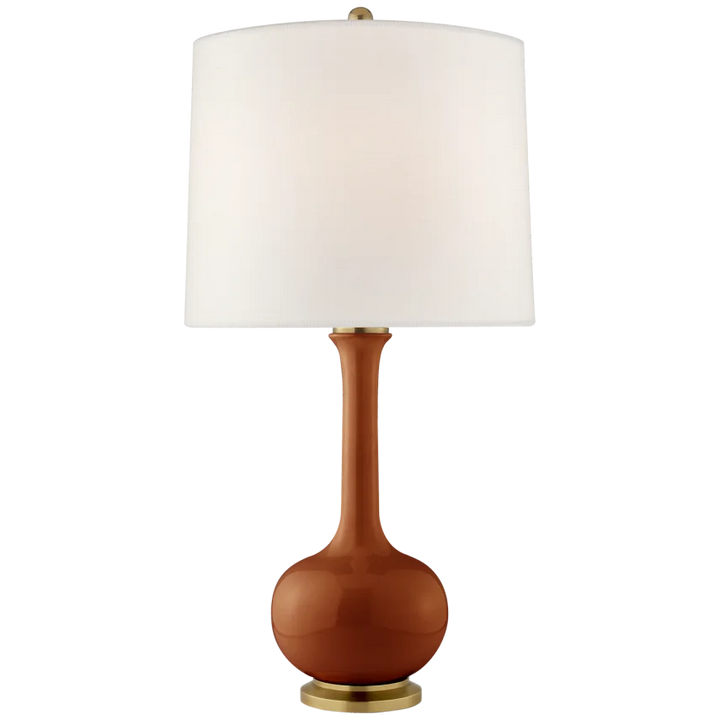 Cody Medium Table Lamp-Visual Comfort-VISUAL-CS 3611CIN-L-Table LampsCinnabar-Linen Shade-2-France and Son