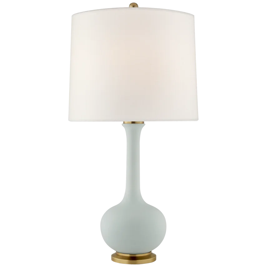 Cody Medium Table Lamp-Visual Comfort-VISUAL-CS 3611MSB-L-Table LampsMatte Sky Blue-Linen Shade-6-France and Son