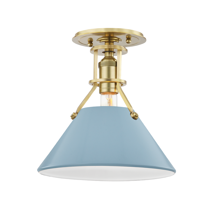 Painted No. 2 - 1 Light Semi Flush-Hudson Valley-HVL-MDS353-AGB/BB-Flush MountsBlue Bird / Aged Brass-1-France and Son