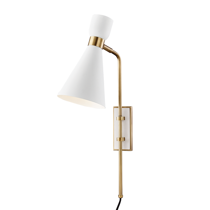 Willa 1 Light Wall Sconce-Mitzi-HVL-HL295101-AGB/WH-Outdoor Wall SconcesAged Brass / Soft White-1-France and Son