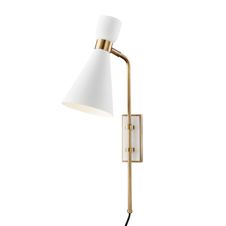 Willa 1 Light Wall Sconce-Mitzi-HVL-HL295101-AGB/WH-Outdoor Wall SconcesAged Brass / Soft White-1-France and Son