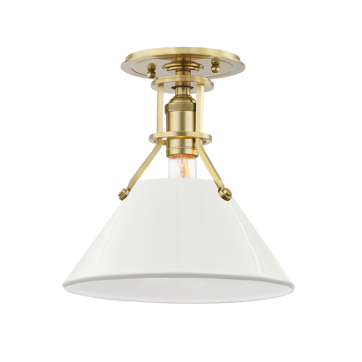 Painted No. 2 - 1 Light Semi Flush-Hudson Valley-HVL-MDS353-AGB/OW-Flush MountsOff White / Aged Brass-4-France and Son