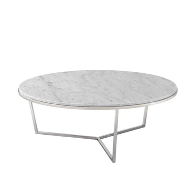 Fisher Round Cocktail Table (Marble)-Theodore Alexander-THEO-TAS51034.C095-Coffee TablesPolished Nickel-1-France and Son
