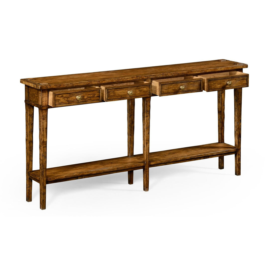 Four Drawer Console-Jonathan Charles-JCHARLES-491083-CFW-Console TablesCountry Walnut-3-France and Son