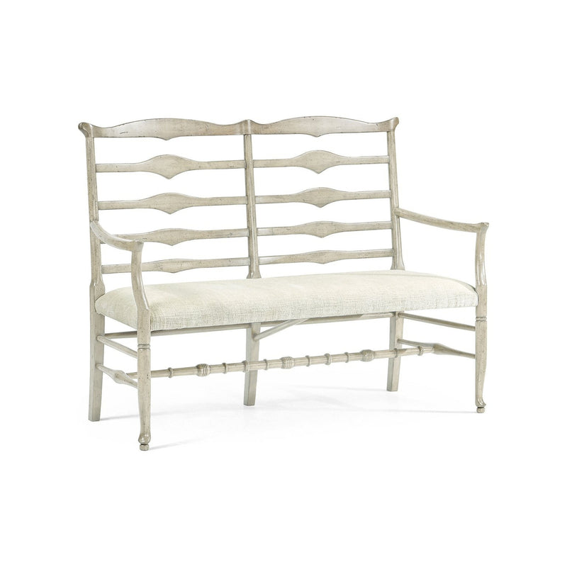 Casual Ladderback Bench-Jonathan Charles-JCHARLES-492803-DTW-F400-BenchesWhitewash Driftwood-Fabric-9-France and Son