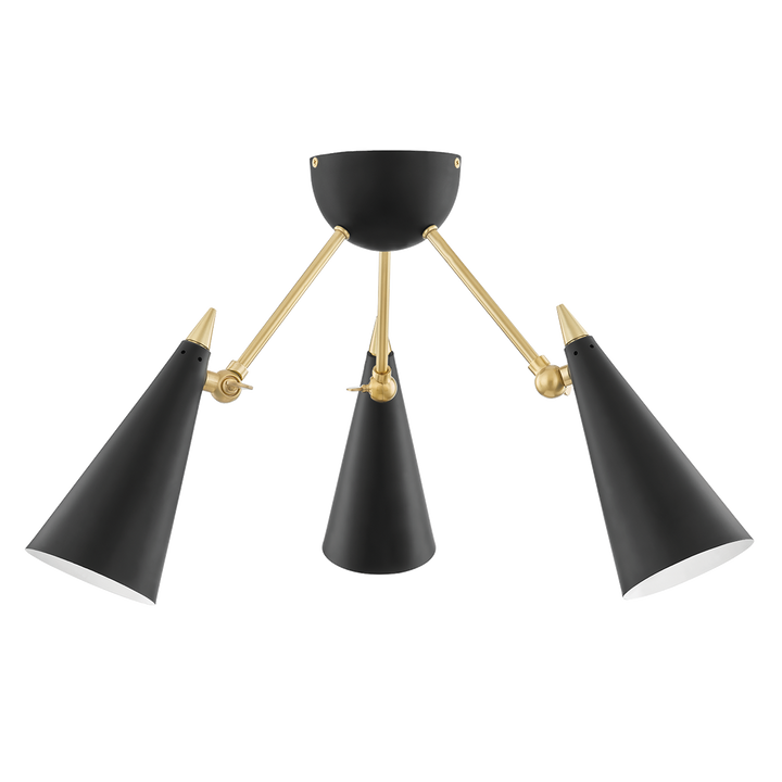 Moxie 3 Light Semi Flush-Mitzi-HVL-H441603-AGB/BK-Flush MountsAged Brass / Black-1-France and Son