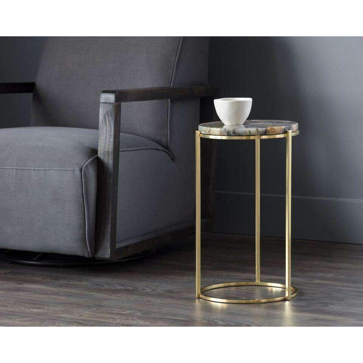 Tillie Side Table - Brass - Natural Agate Stone-Sunpan-SUNPAN-103075-Side Tables-5-France and Son