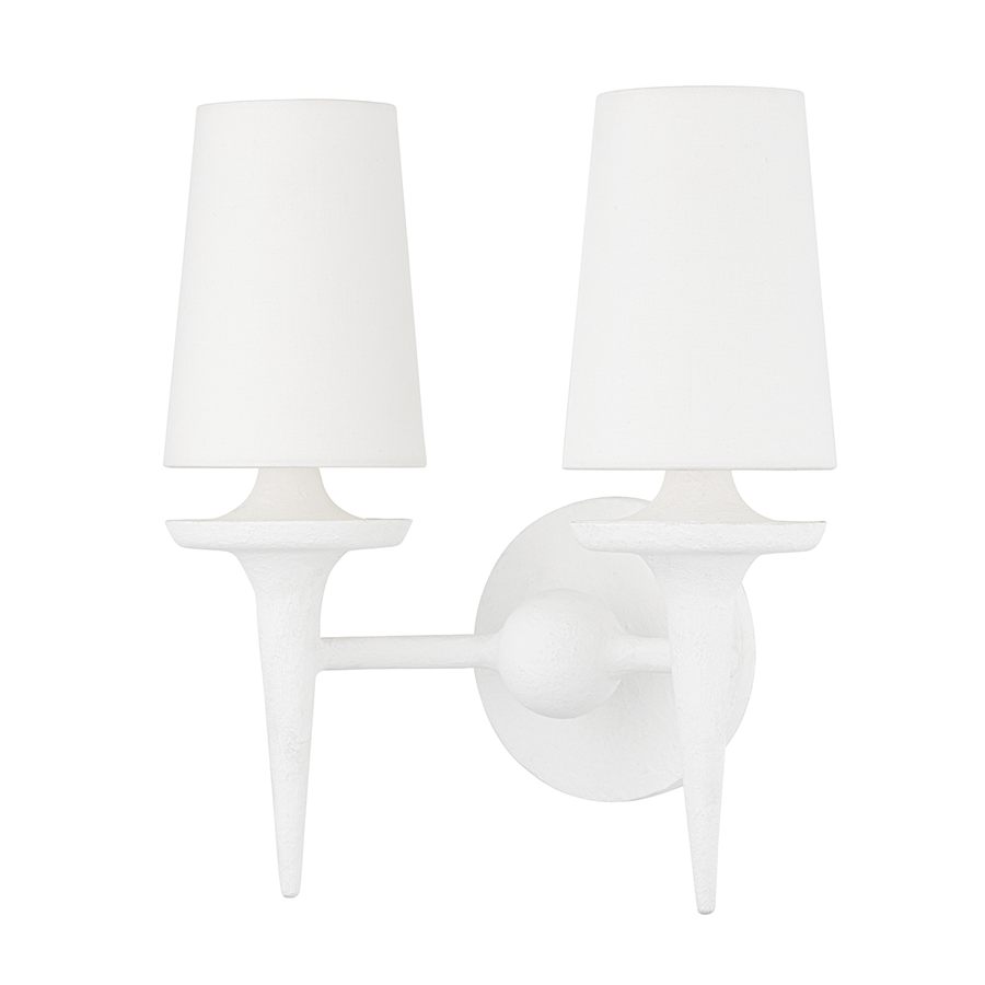 Torch 2 Light Wall Sconce-Hudson Valley-HVL-6602-WP-Wall LightingWhite Plaster-2-France and Son