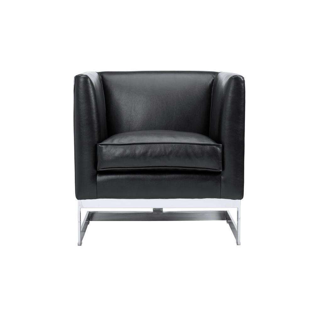 Soho Armchair - Black Leather-Sunpan-FAC1430BLK-Lounge Chairs-2-France and Son